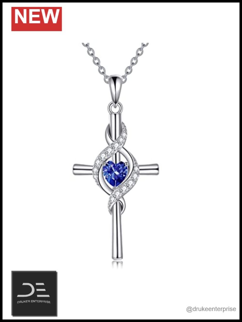 925 Sterling Silver Cross Birthstone Pendant Necklace for Women, Infinity